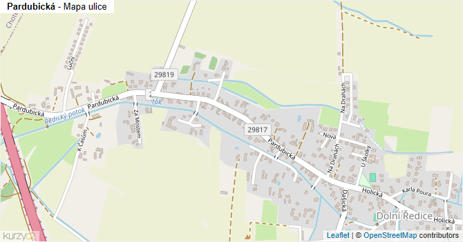 Pardubická - mapa ulice