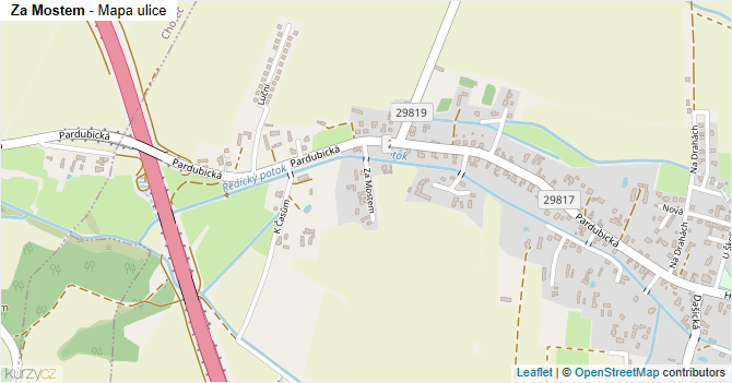 Za Mostem - mapa ulice