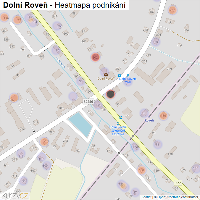 Mapa Dolní Roveň - Firmy v obci.