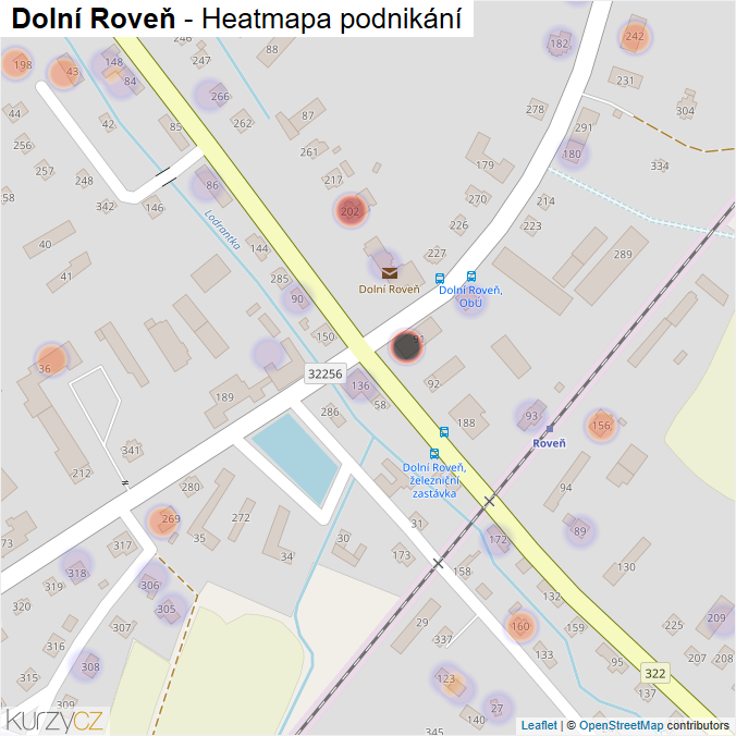 Mapa Dolní Roveň - Firmy v části obce.