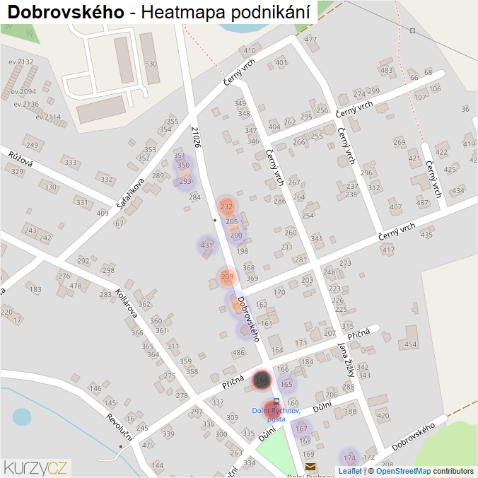 Mapa Dobrovského - Firmy v ulici.