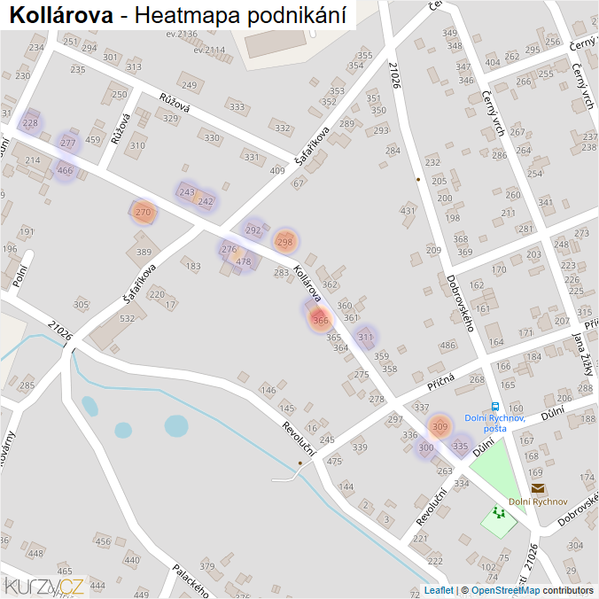 Mapa Kollárova - Firmy v ulici.