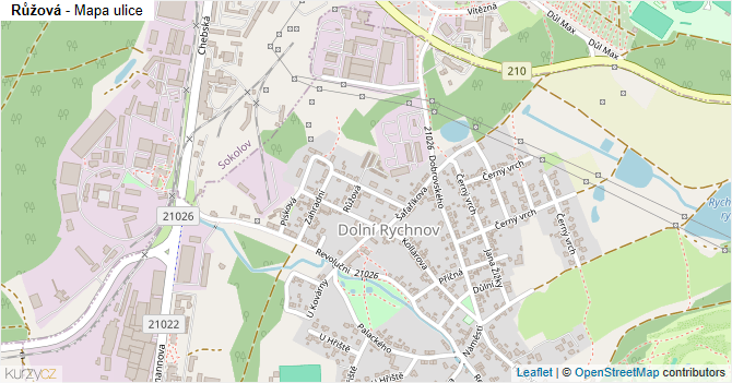 Růžová - mapa ulice
