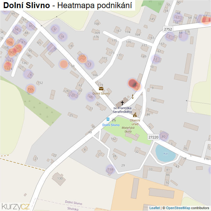 Mapa Dolní Slivno - Firmy v části obce.
