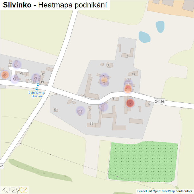 Mapa Slivínko - Firmy v části obce.