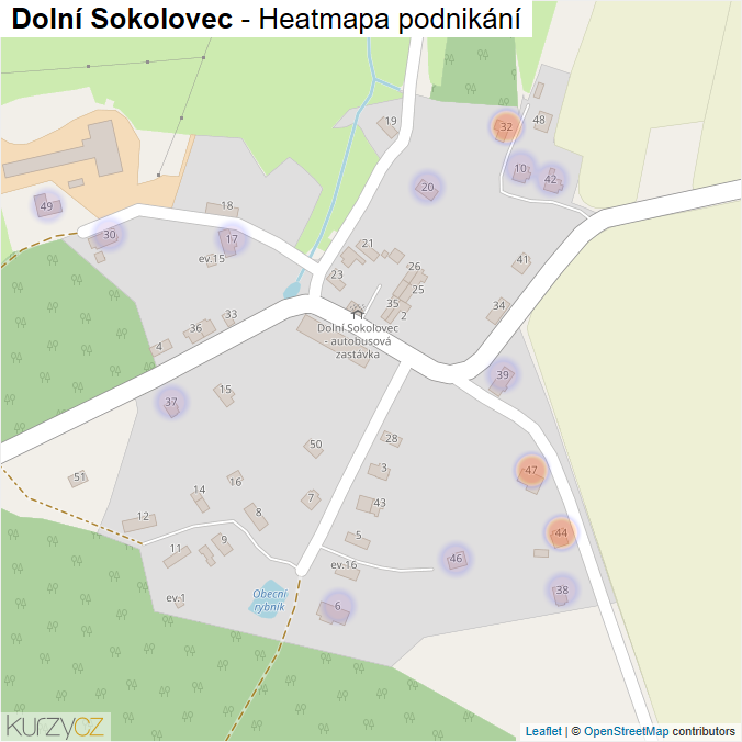 Mapa Dolní Sokolovec - Firmy v části obce.