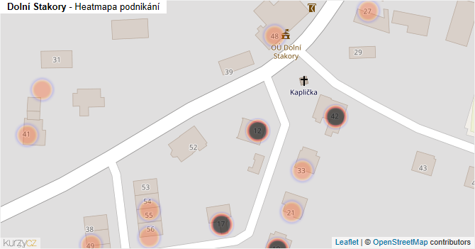 Dolní Stakory - mapa podnikání