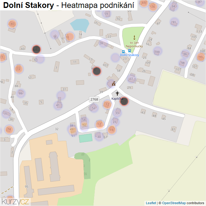 Mapa Dolní Stakory - Firmy v části obce.
