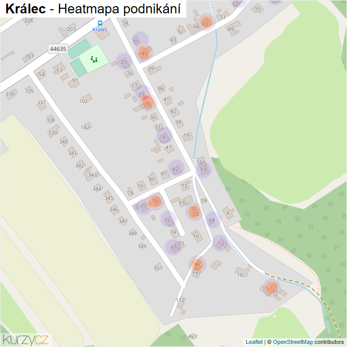 Mapa Králec - Firmy v části obce.
