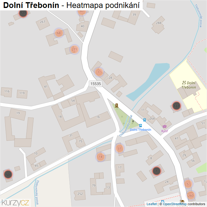 Mapa Dolní Třebonín - Firmy v obci.