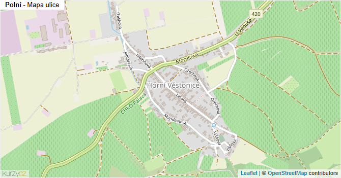 Polní - mapa ulice