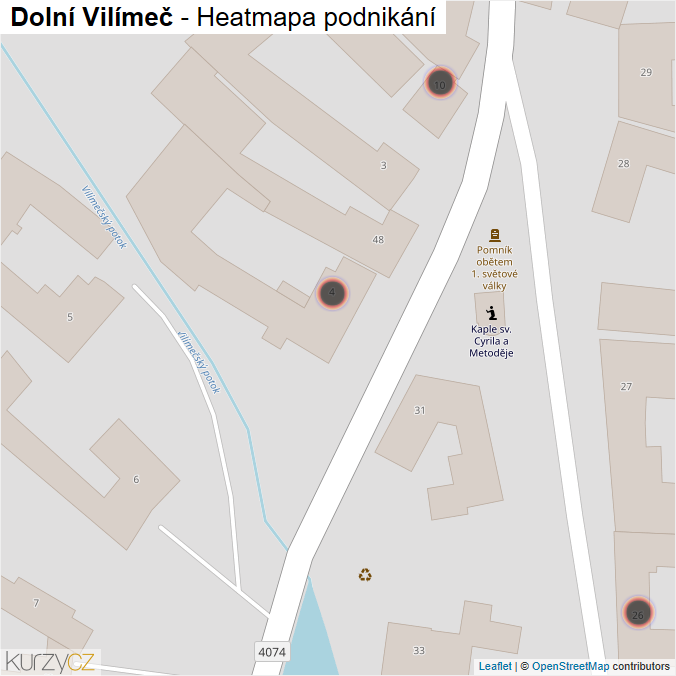 Mapa Dolní Vilímeč - Firmy v obci.