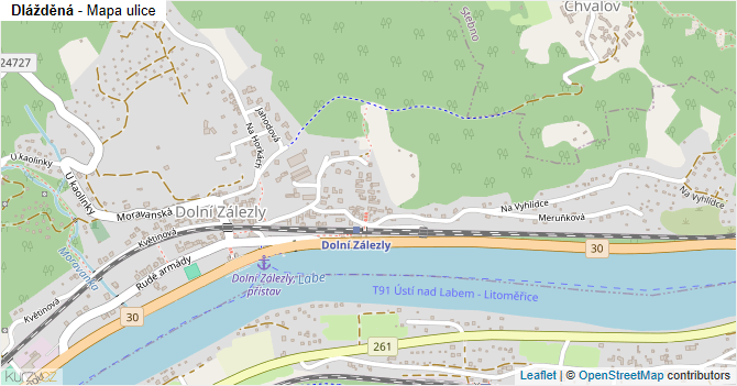 Dlážděná - mapa ulice