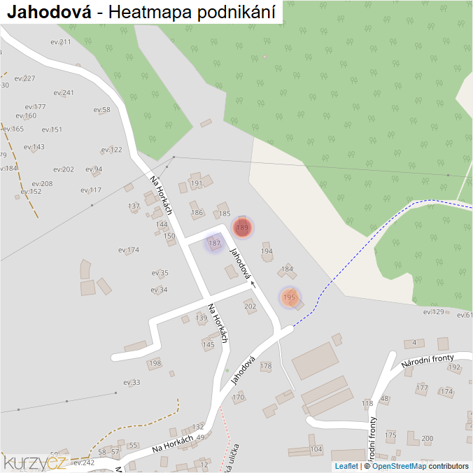 Mapa Jahodová - Firmy v ulici.