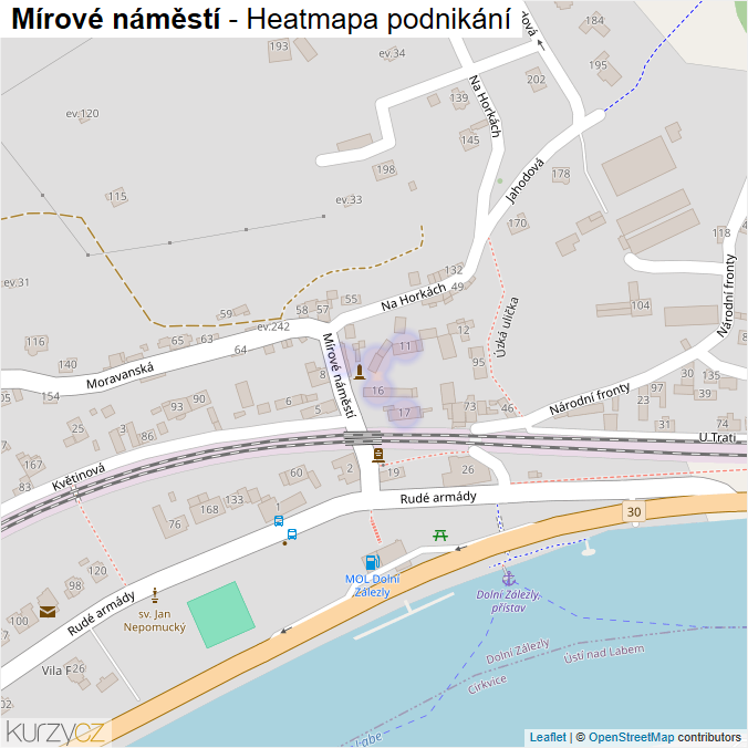 Mapa Mírové náměstí - Firmy v ulici.