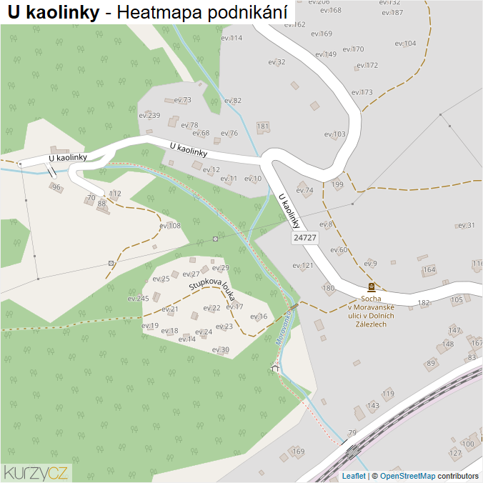 Mapa U kaolinky - Firmy v ulici.