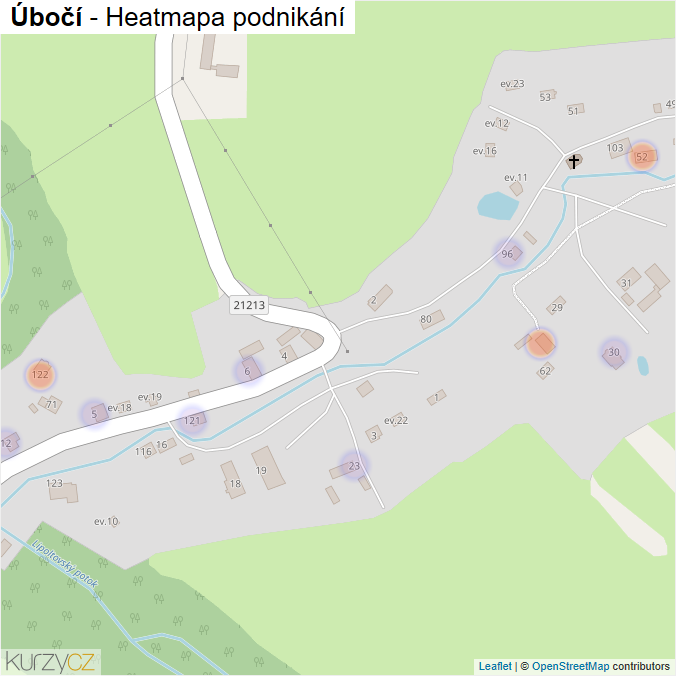 Mapa Úbočí - Firmy v části obce.