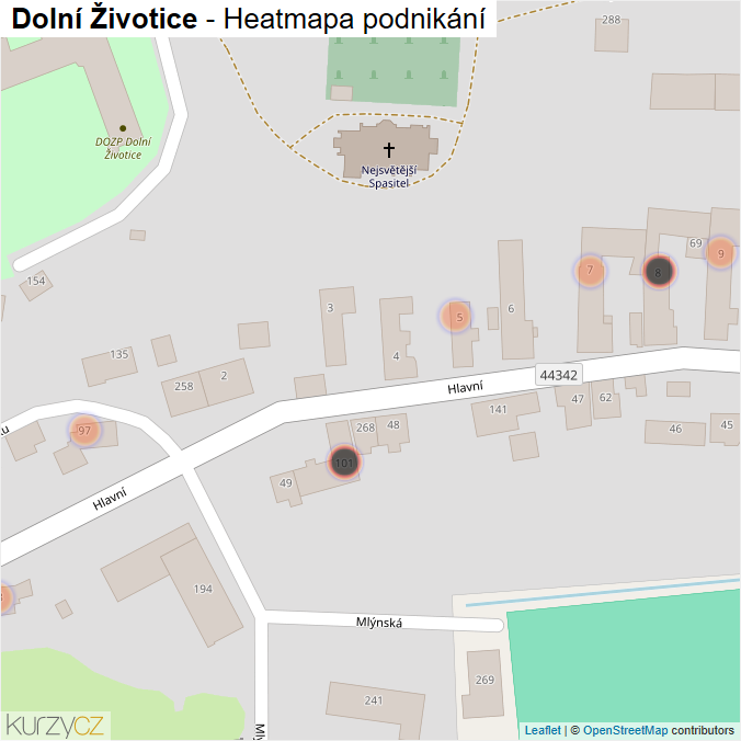 Mapa Dolní Životice - Firmy v obci.