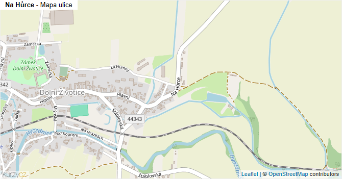 Na Hůrce - mapa ulice