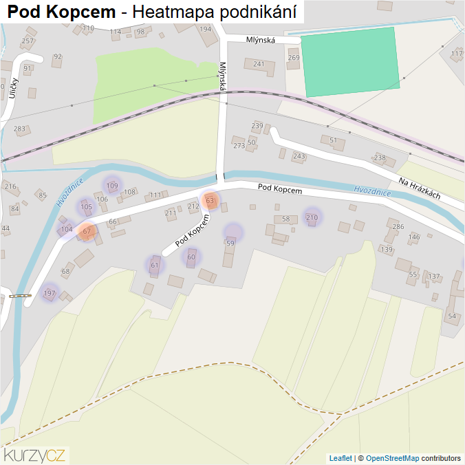Mapa Pod Kopcem - Firmy v ulici.