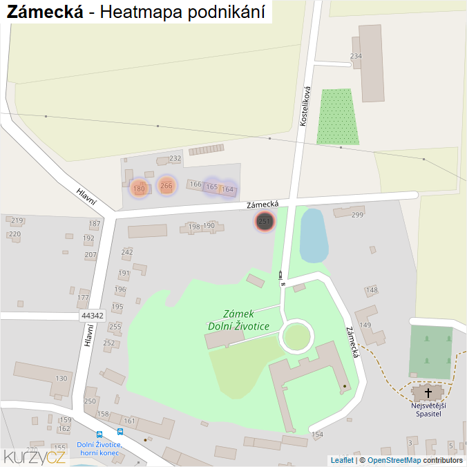 Mapa Zámecká - Firmy v ulici.