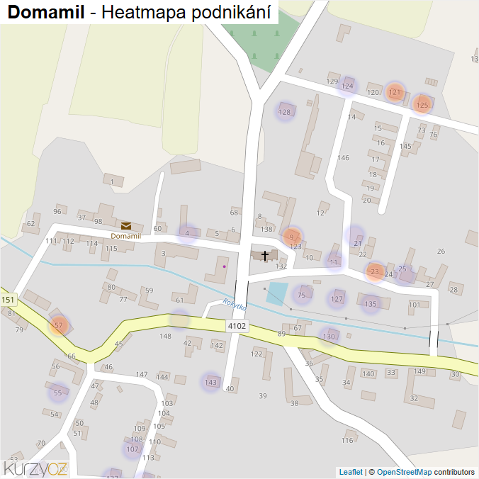 Mapa Domamil - Firmy v části obce.