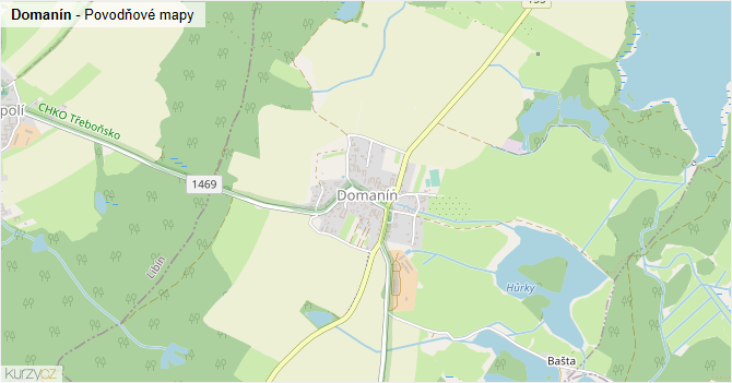 Domanín - záplavové mapy stoleté vody