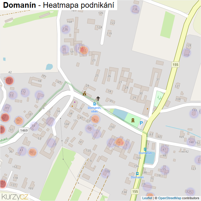 Mapa Domanín - Firmy v části obce.