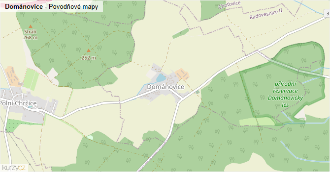 Dománovice - záplavové mapy stoleté vody