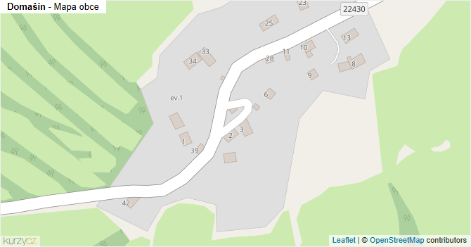Domašín - mapa obce