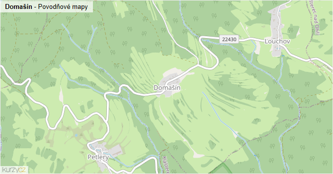 Domašín - záplavové mapy stoleté vody