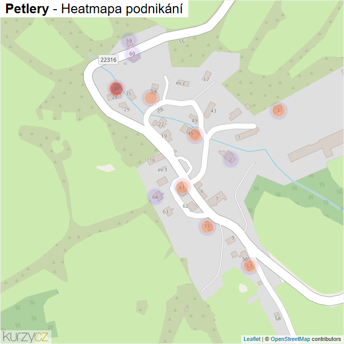 Mapa Petlery - Firmy v části obce.
