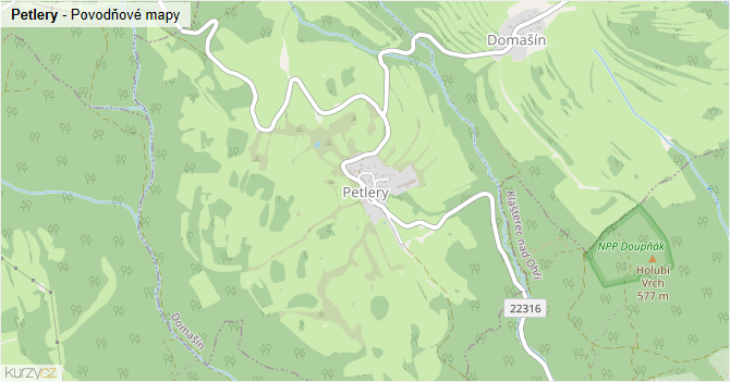 Petlery - záplavové mapy stoleté vody