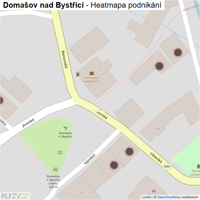 Mapa Domašov nad Bystřicí - Firmy v obci.