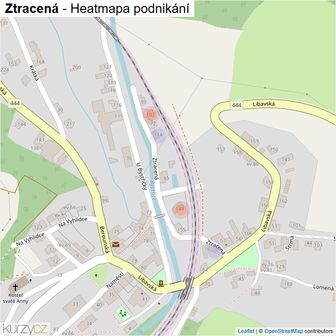 Mapa Ztracená - Firmy v ulici.