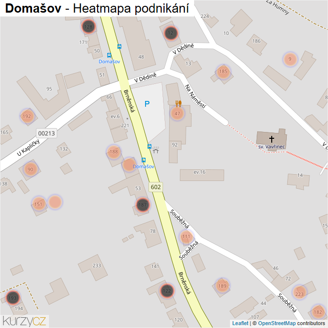 Mapa Domašov - Firmy v obci.