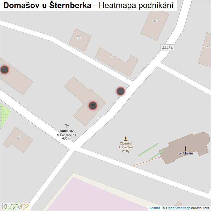 Mapa Domašov u Šternberka - Firmy v obci.