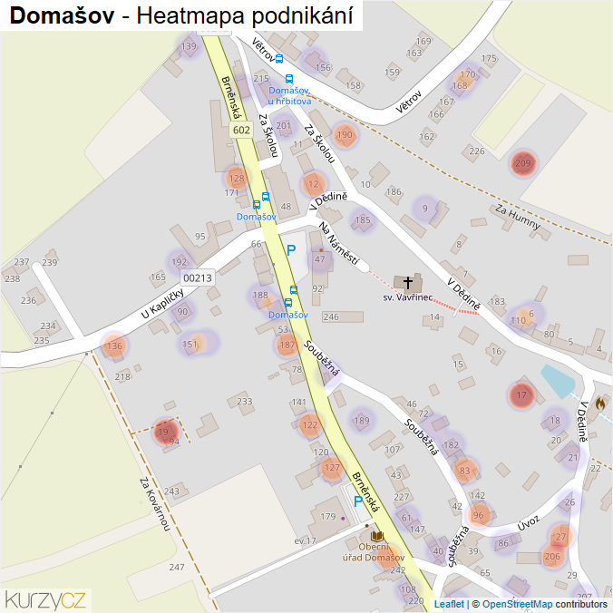 Mapa Domašov - Firmy v části obce.