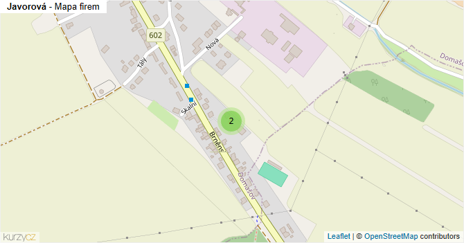 Javorová - mapa firem