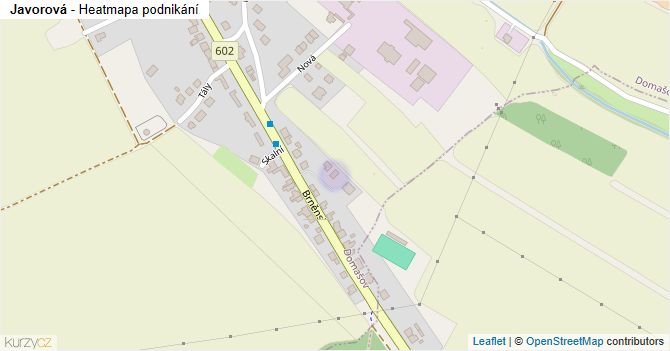 Javorová - mapa podnikání