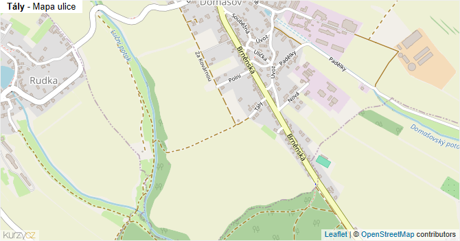 Tály - mapa ulice