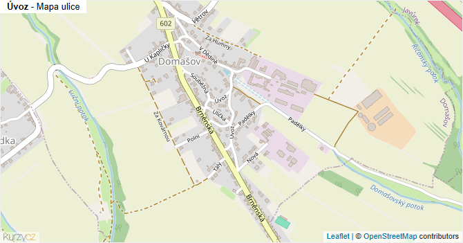 Úvoz - mapa ulice