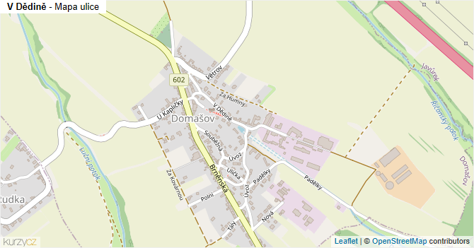V Dědině - mapa ulice
