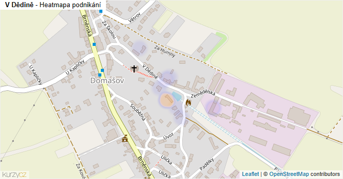 V Dědině - mapa podnikání