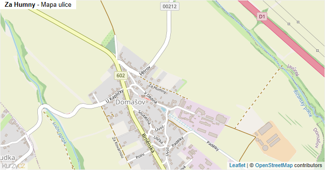 Za Humny - mapa ulice
