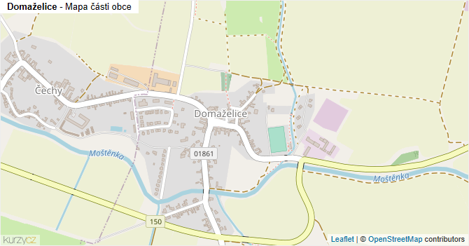 Domaželice - mapa části obce