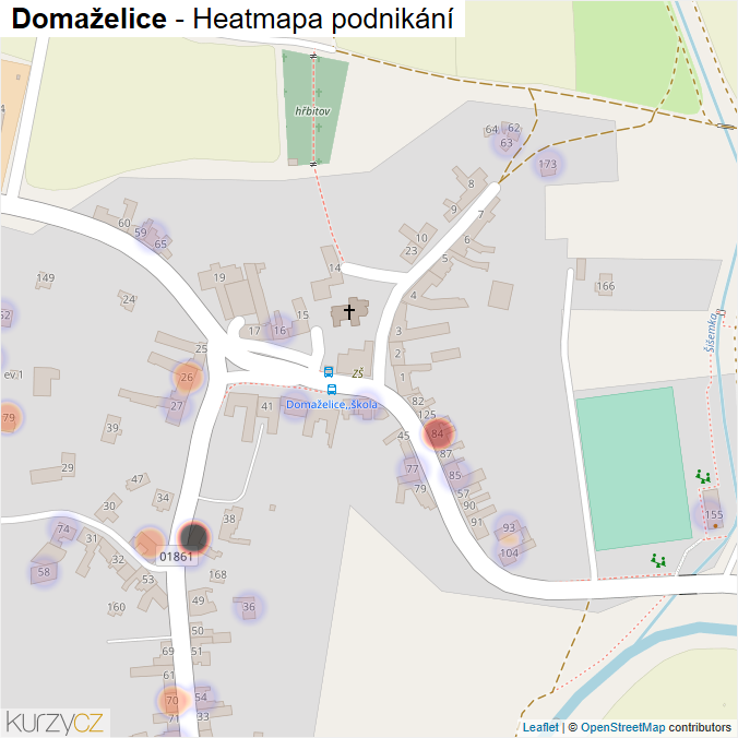 Mapa Domaželice - Firmy v části obce.