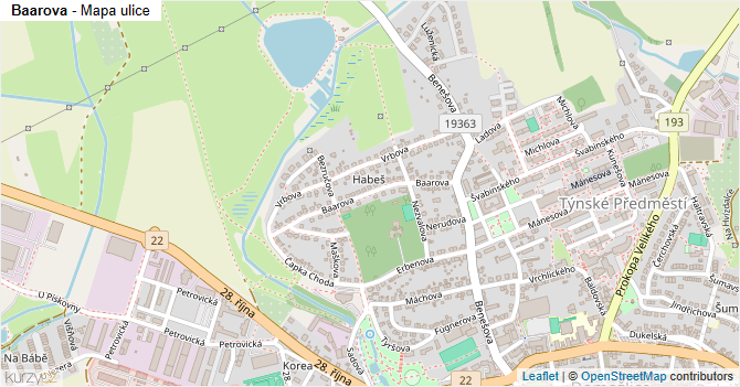 Baarova - mapa ulice