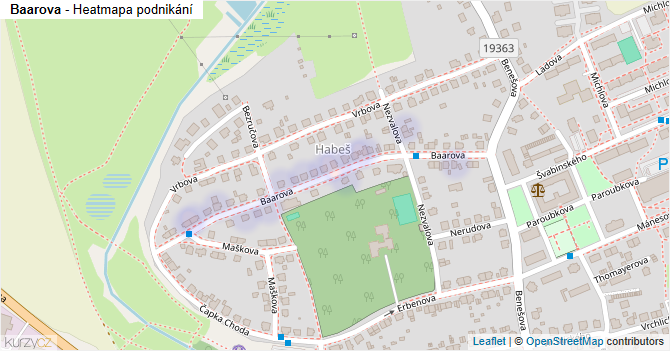 Baarova - mapa podnikání