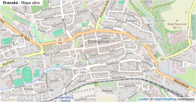 Branská - mapa ulice